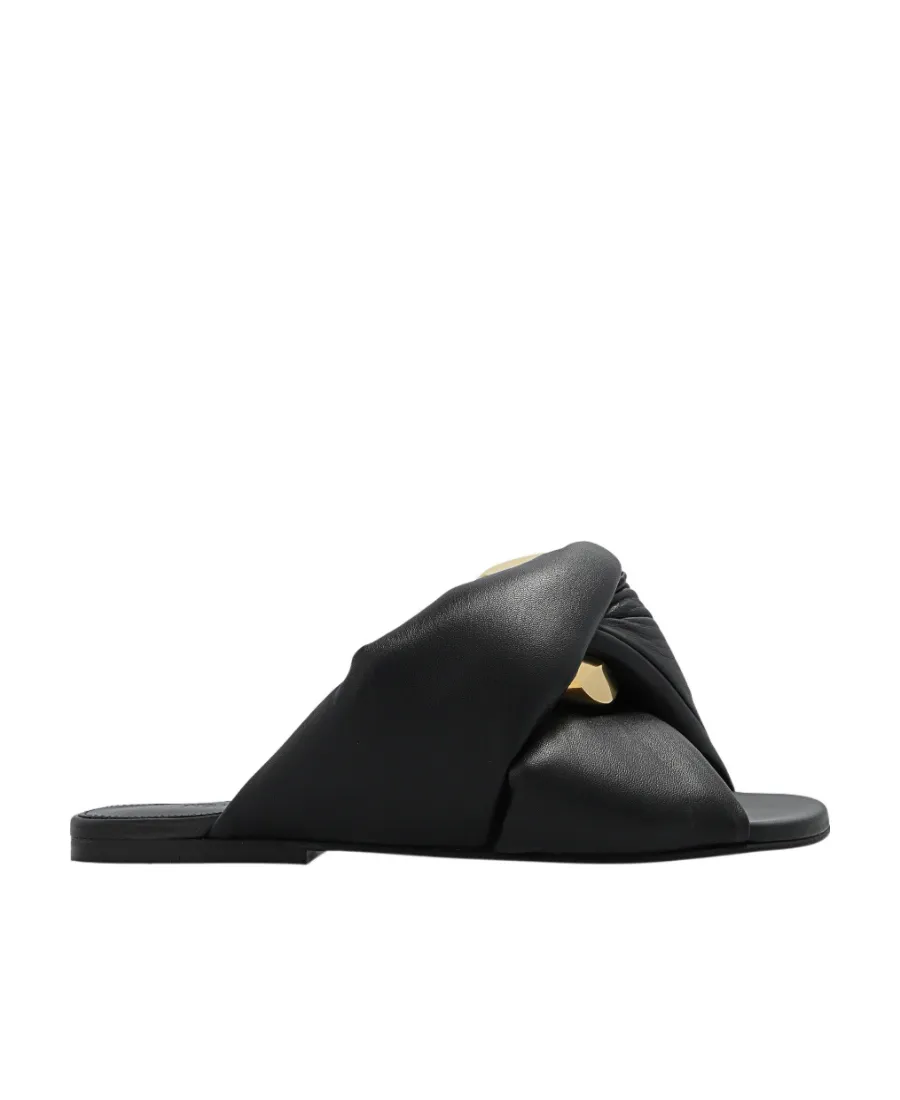 Chain Twist Leather Slides