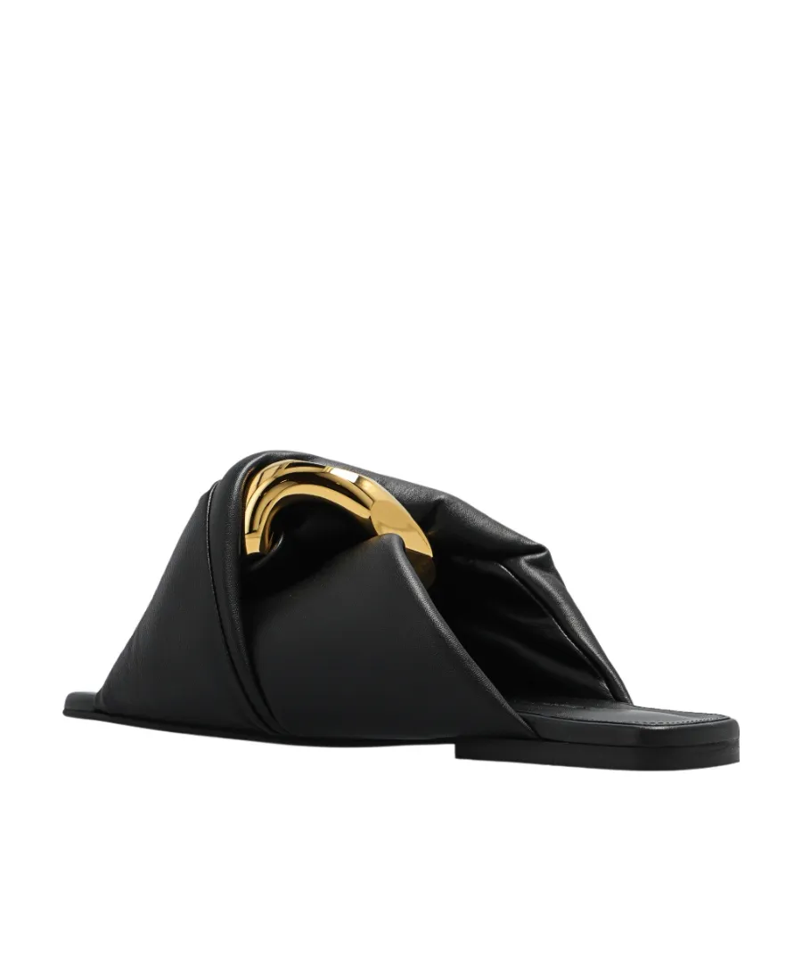 Chain Twist Leather Slides