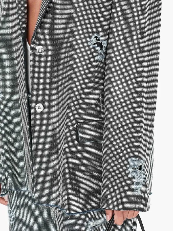 Embellished Distressed Blazer