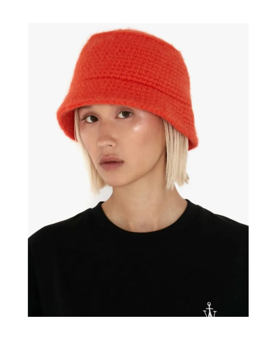 Logo-Patch Knitted Bucket Hat