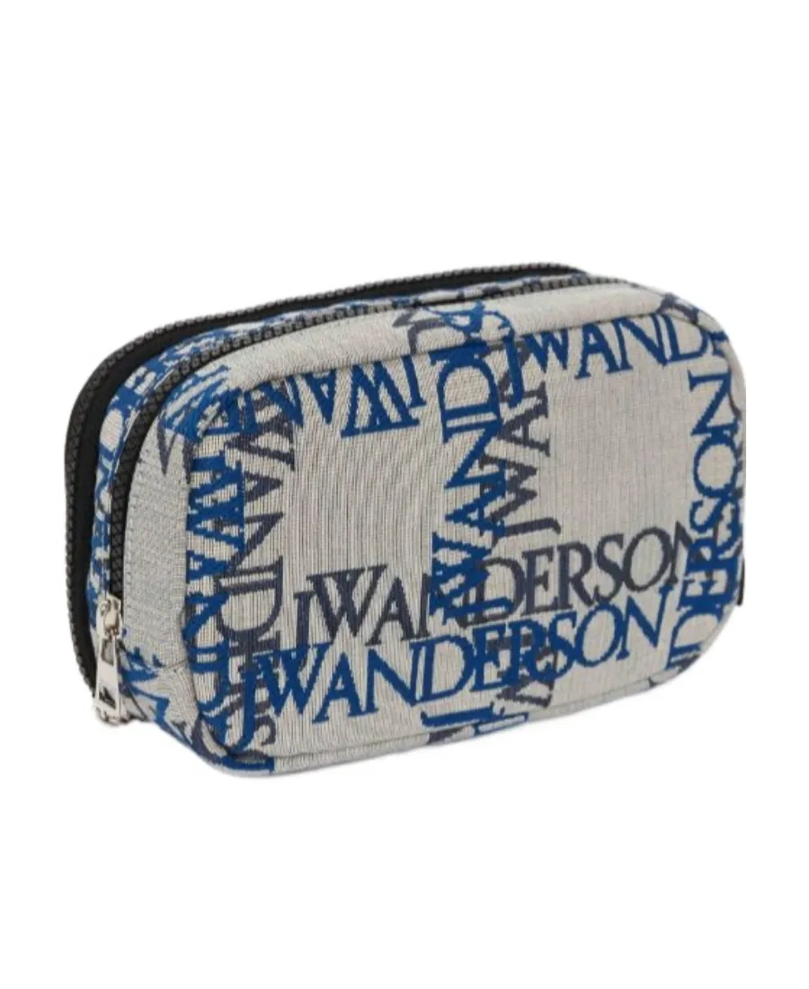 Double Zipped Logo-Jacquard Pouch