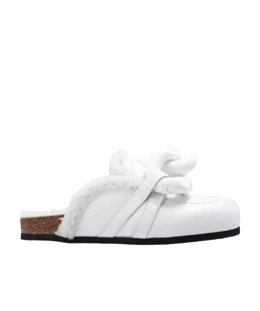 Slip-On Chain Shearling Mules