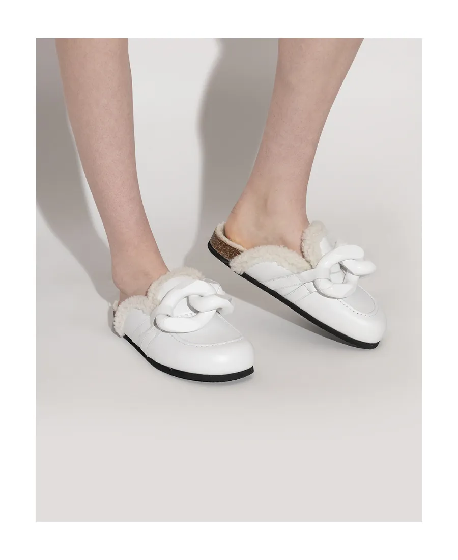 Slip-On Chain Shearling Mules
