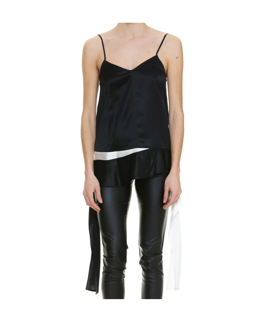 Draped V-Neck Sleeveless Top