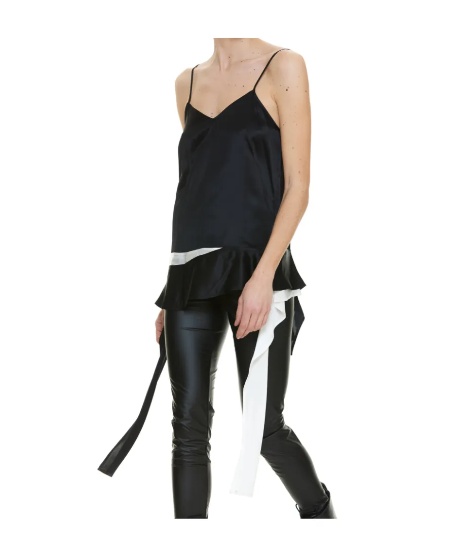 Draped V-Neck Sleeveless Top