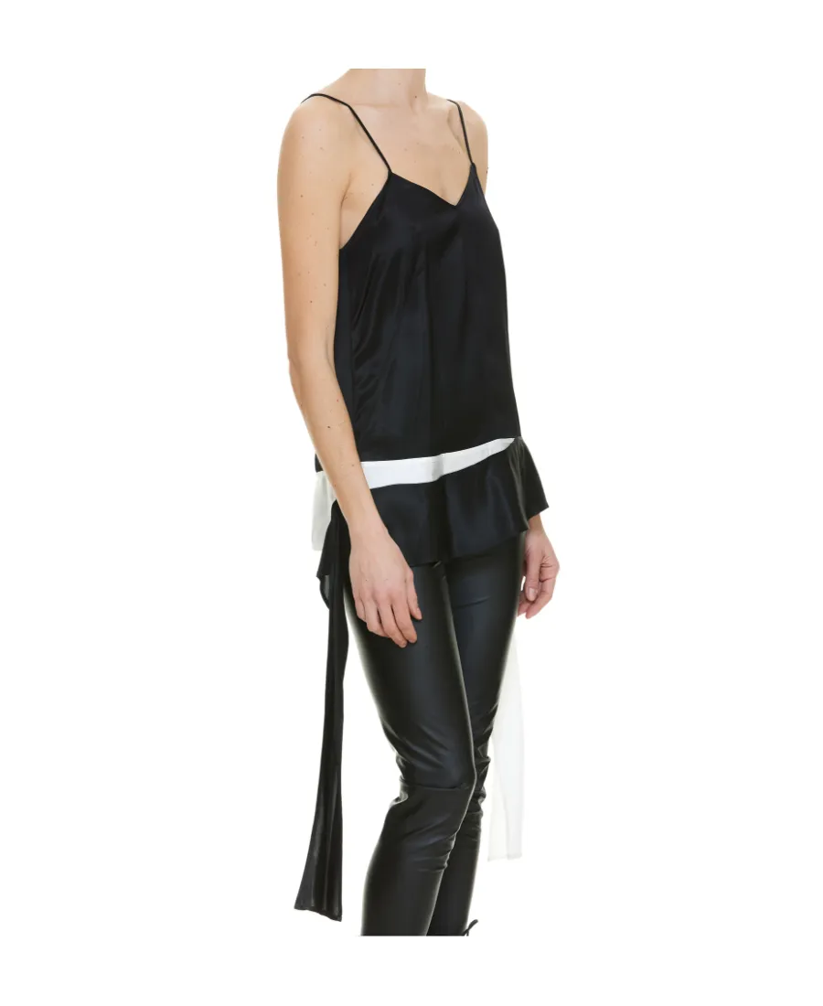 Draped V-Neck Sleeveless Top