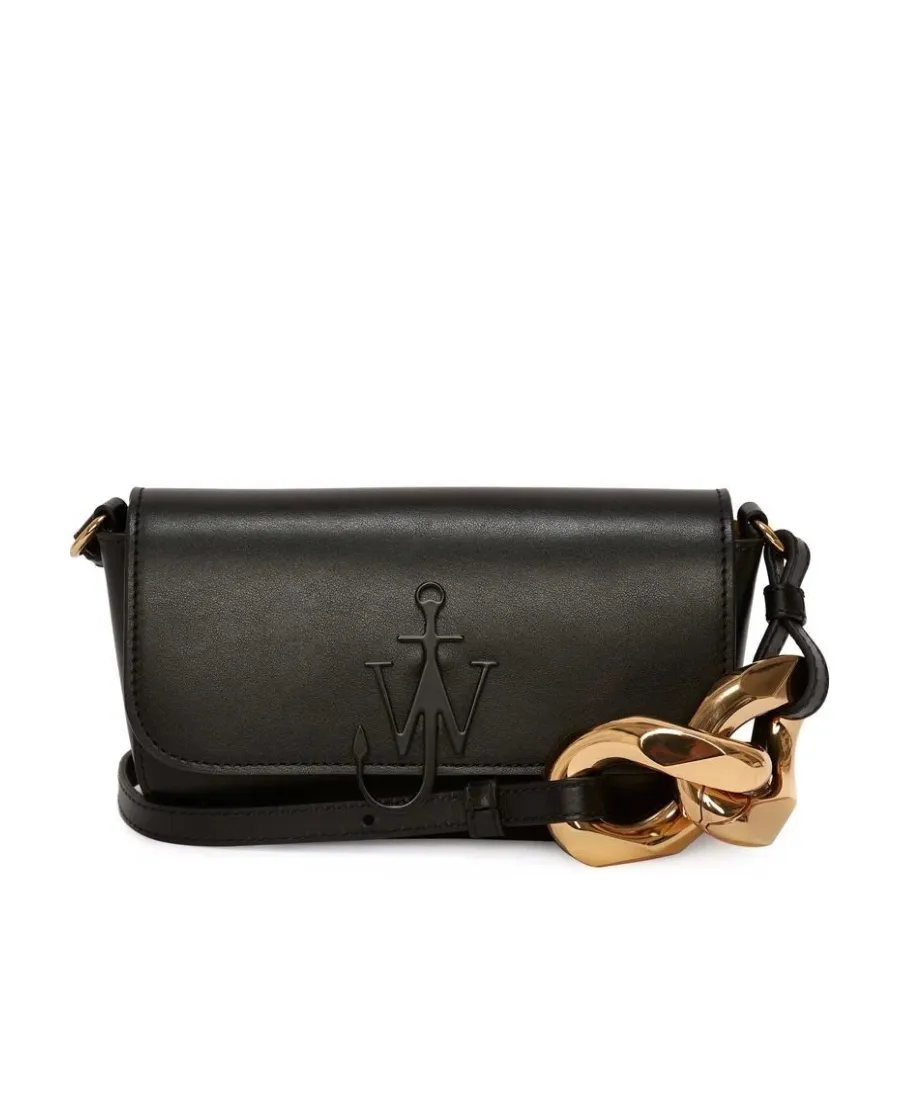 Chain Baguette Anchor Leather Shoulder Bag