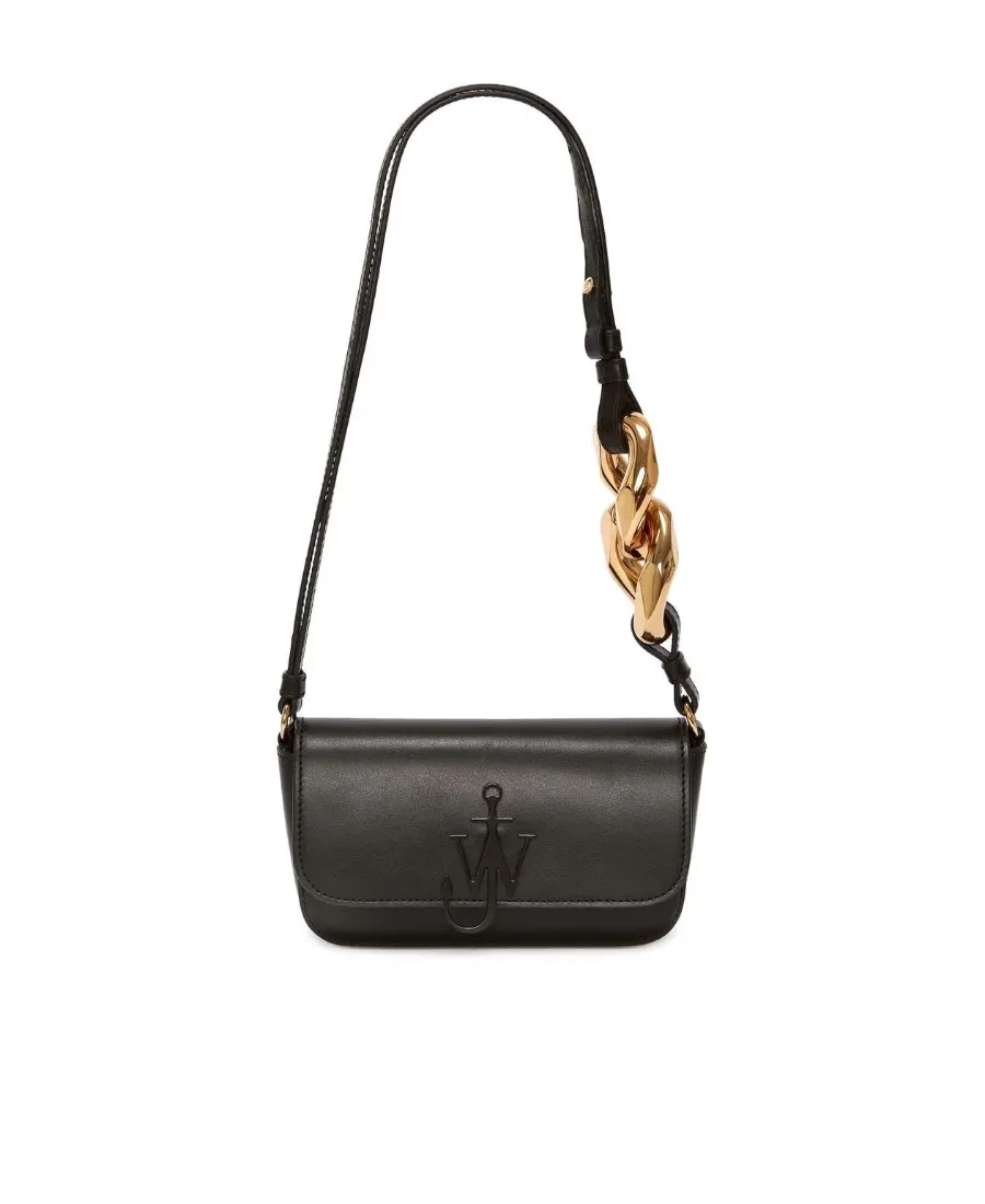 Chain Baguette Anchor Leather Shoulder Bag