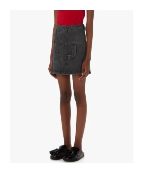 Mid-Rise Twisted Denim Mini Skirt