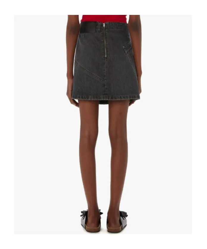 Mid-Rise Twisted Denim Mini Skirt