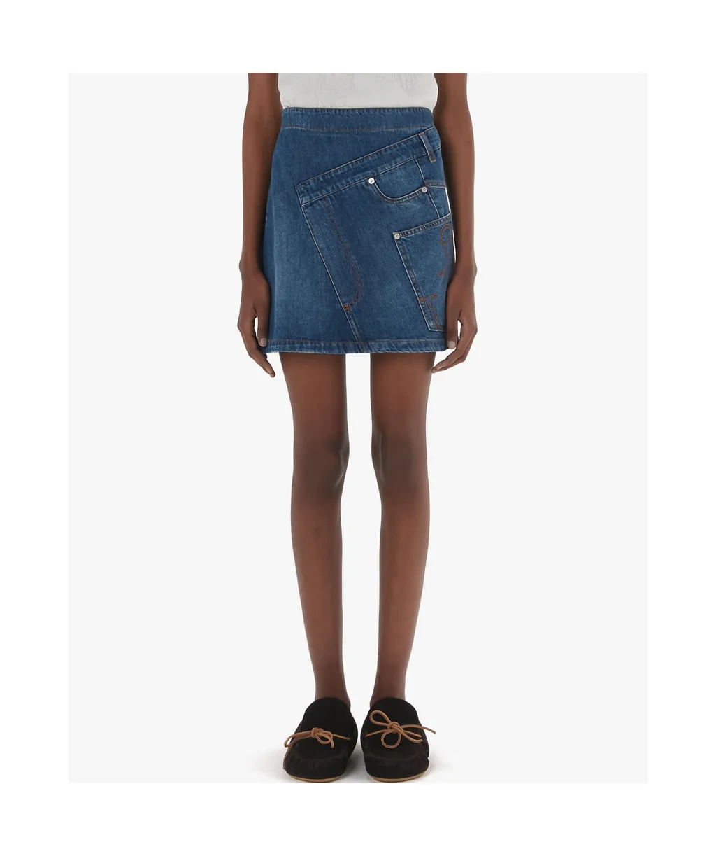 Twisted Denim Mini Skirt