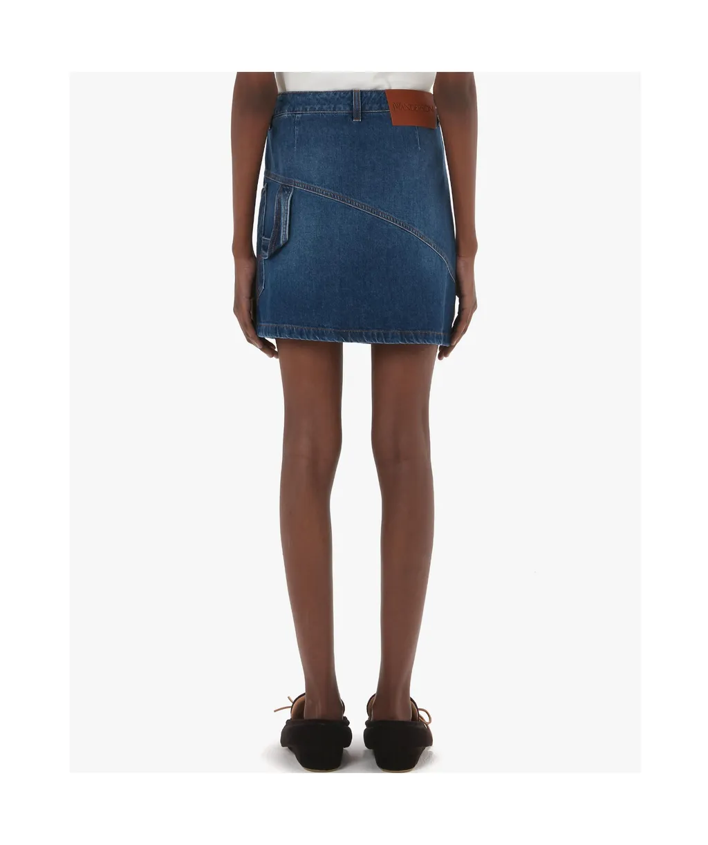 Twisted Denim Mini Skirt