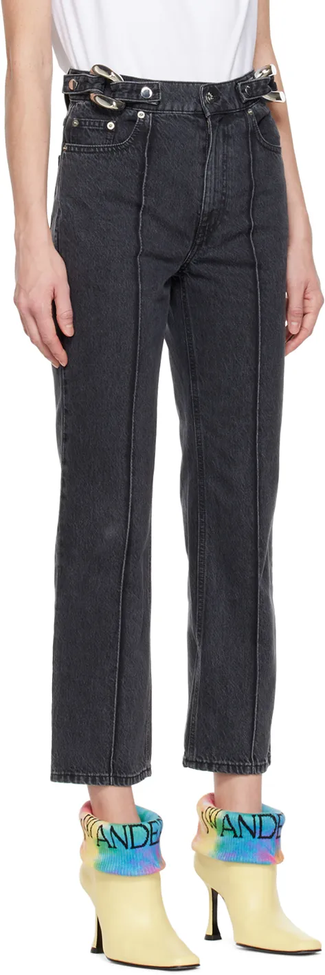 Chain-Linked Straight Leg Jeans