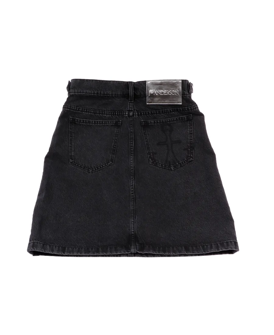 Chain Link Detail Denim Skirt