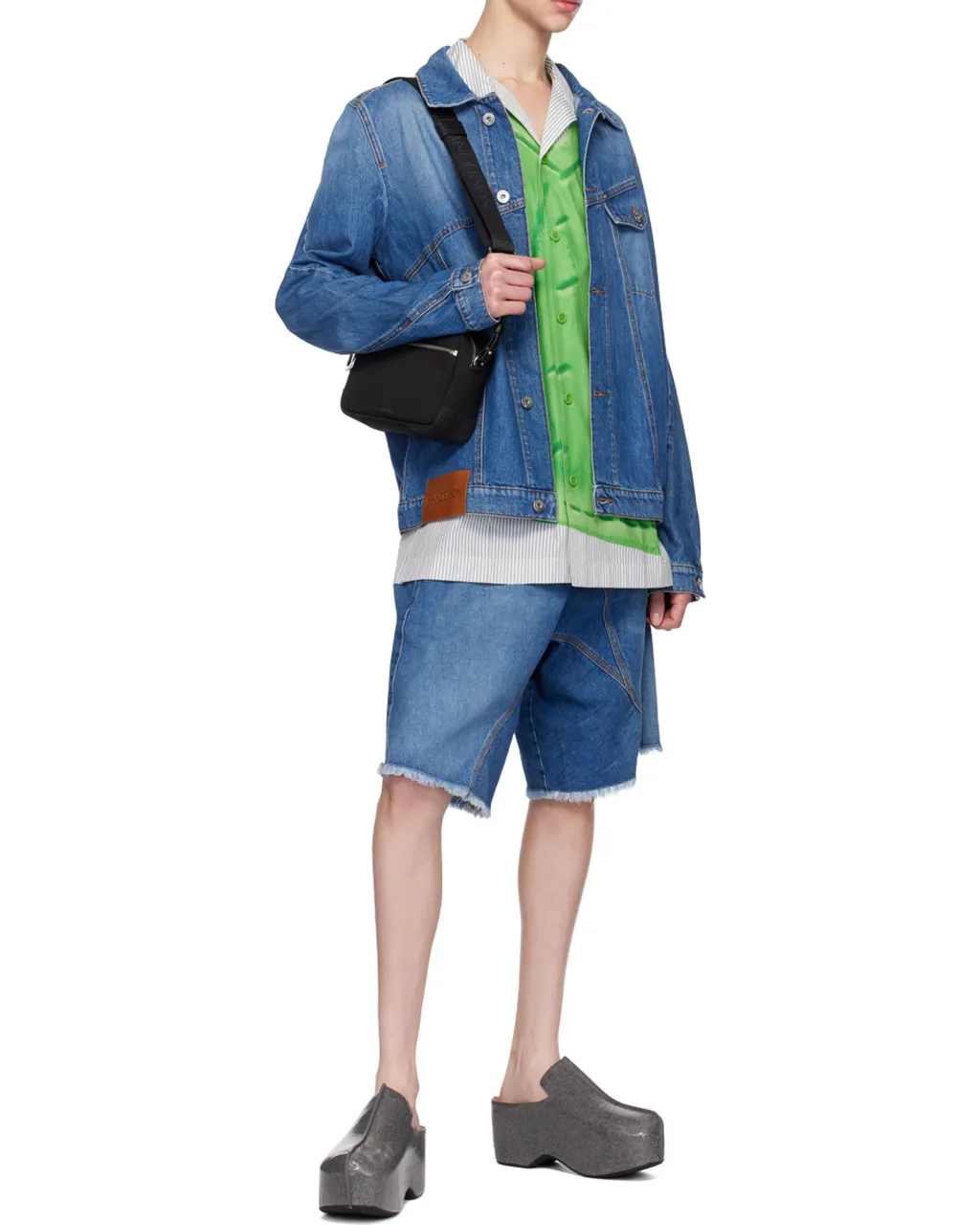 Logo Embroidered Twisted Denim Jacket