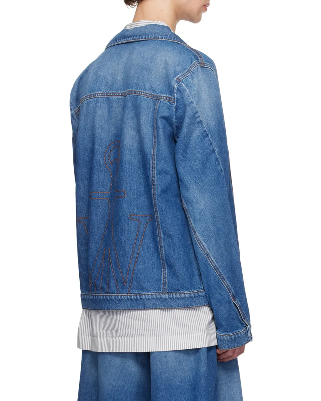 Logo Embroidered Twisted Denim Jacket