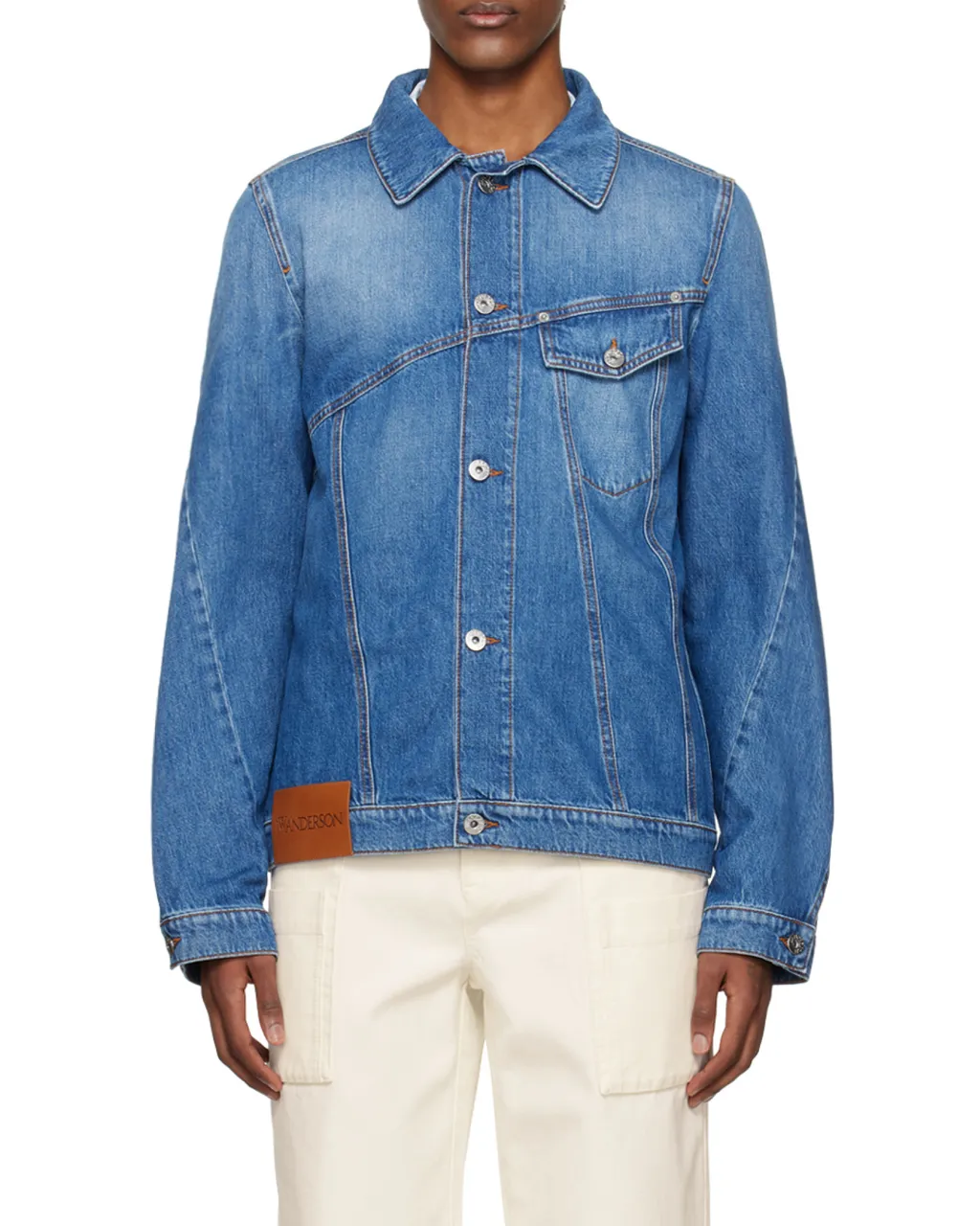 Logo Embroidered Twisted Denim Jacket