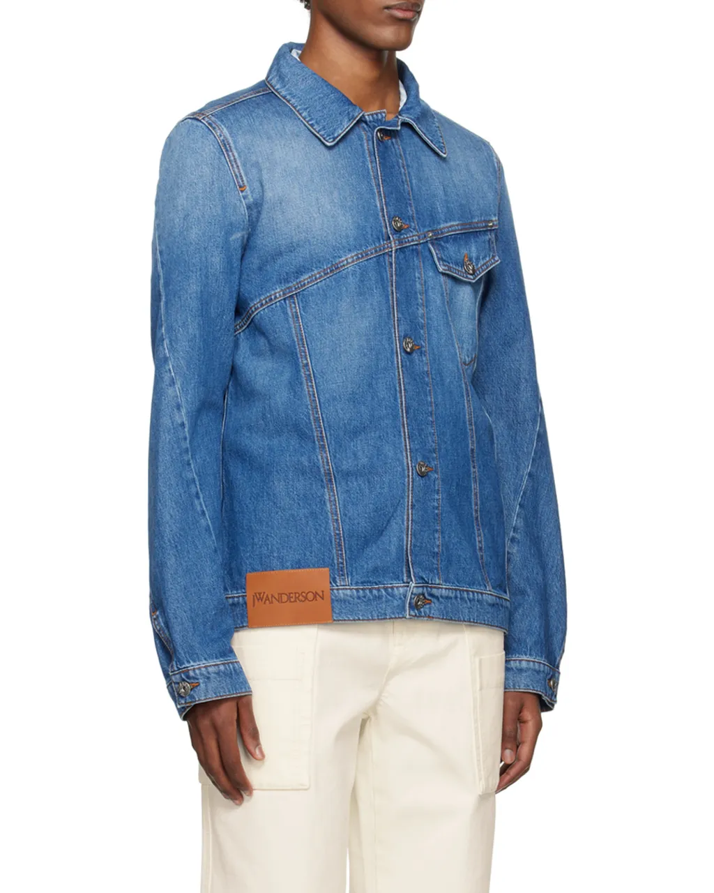 Logo Embroidered Twisted Denim Jacket