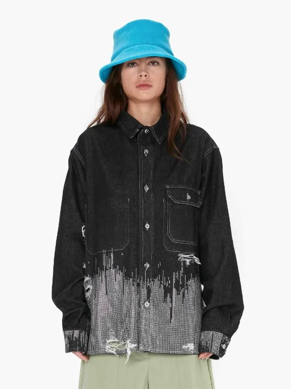 Studded Collared Button-Up Jacket