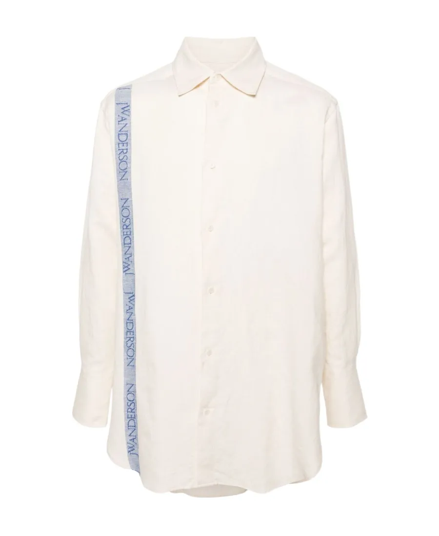 Logo-Tape Curved Hem Shirt