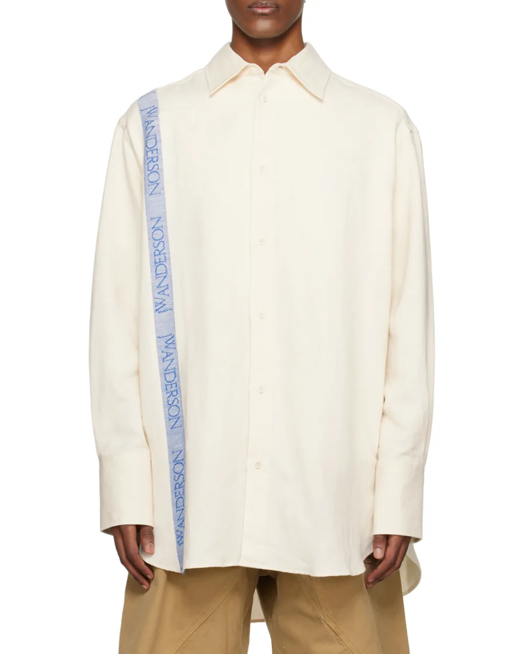 Logo-Tape Curved Hem Shirt