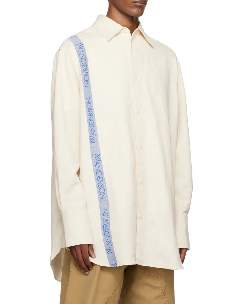 Logo-Tape Curved Hem Shirt