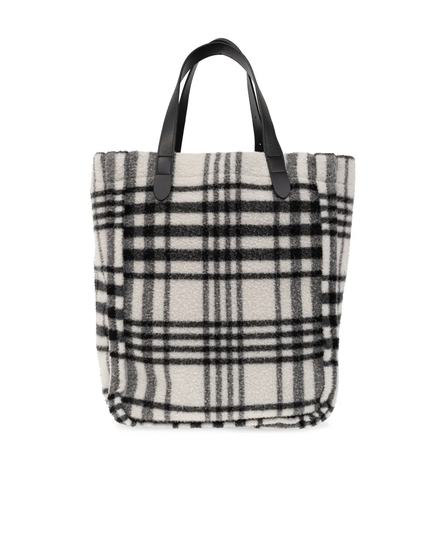 Checkered Logo Patch Tote Bag