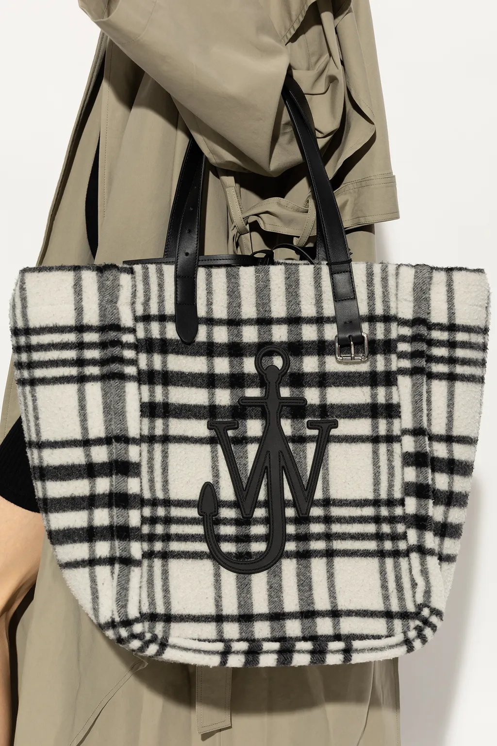 Checkered Logo Patch Tote Bag
