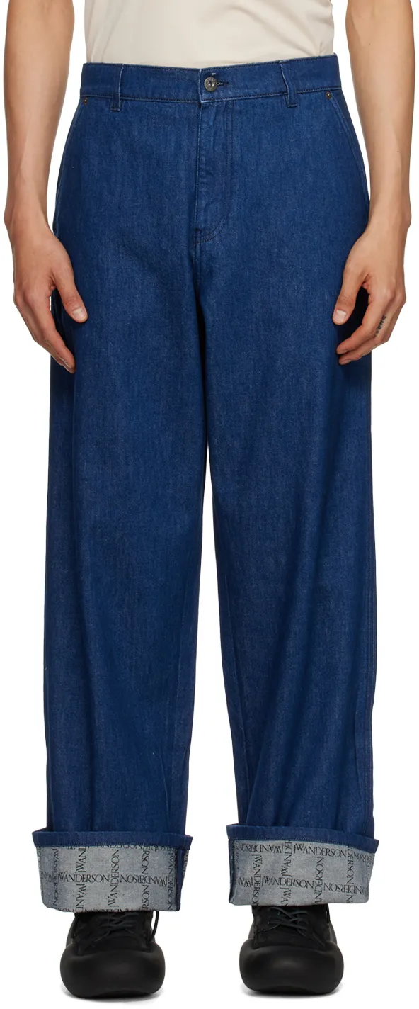Checked Turn-Up Brim Jeans