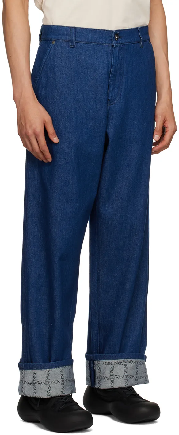 Checked Turn-Up Brim Jeans