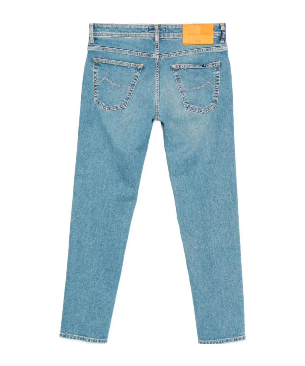 Embroidered-Pocket Jeans