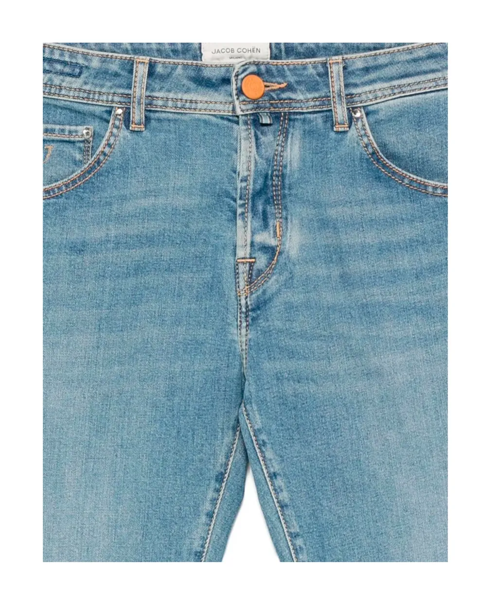 Embroidered-Pocket Jeans