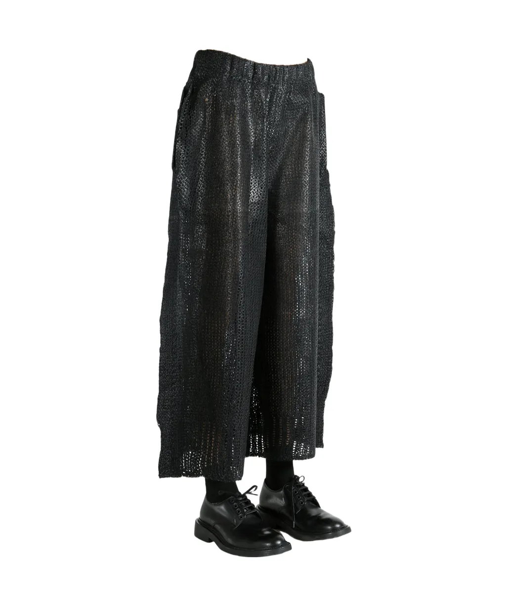 Wide-Leg Cropped Knitted Pants