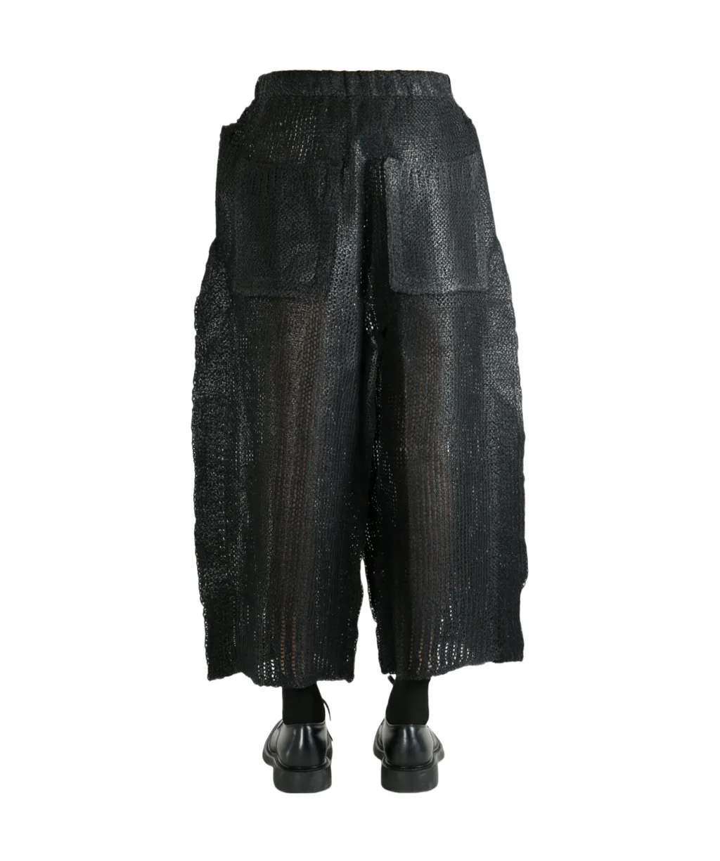 Wide-Leg Cropped Knitted Pants