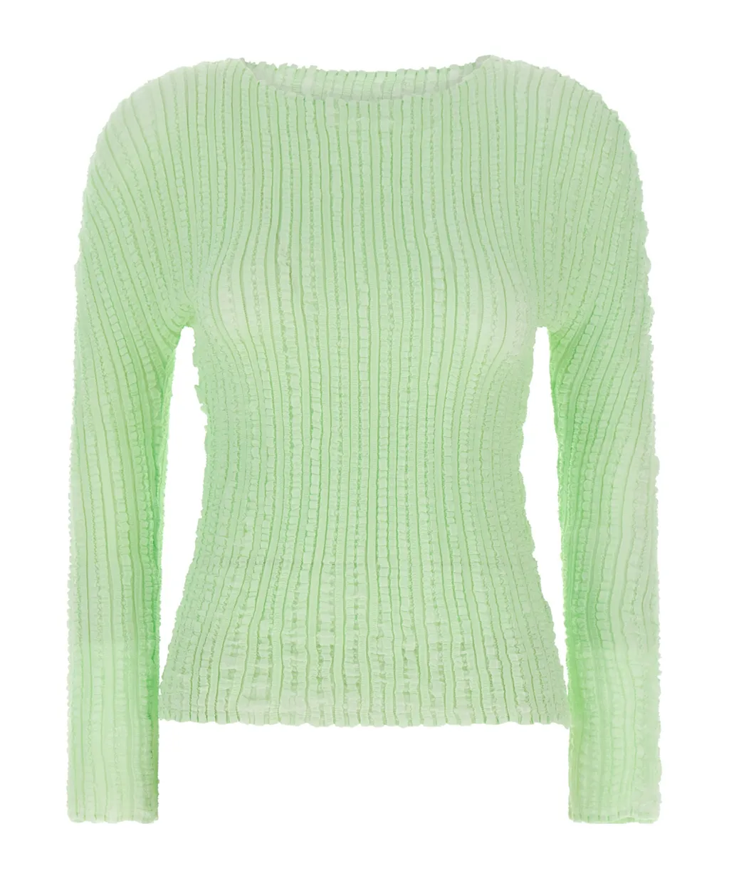 Boat Neck Pleated Jumper