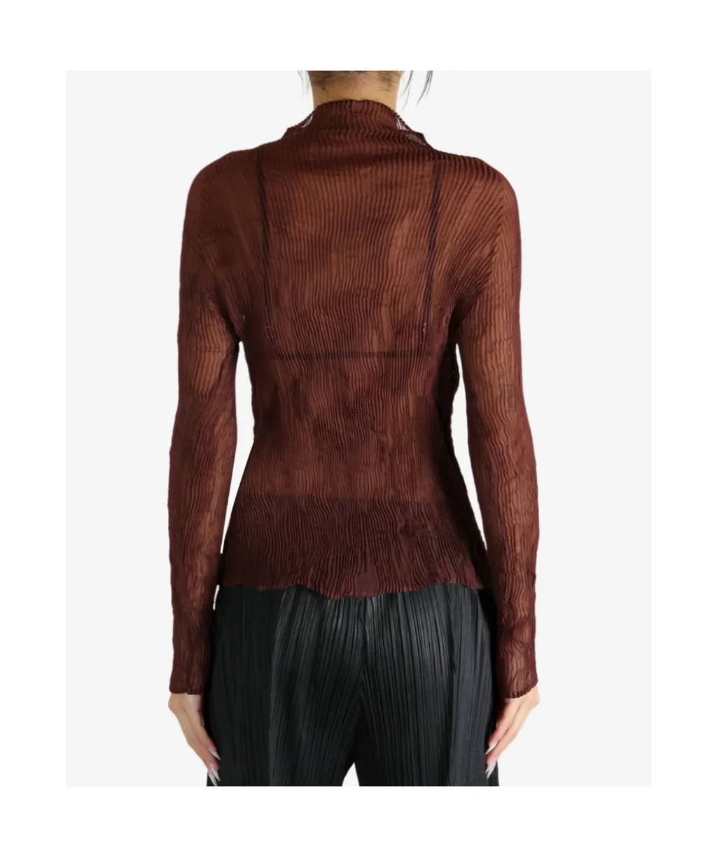 Pleated Mesh Chiffon Top
