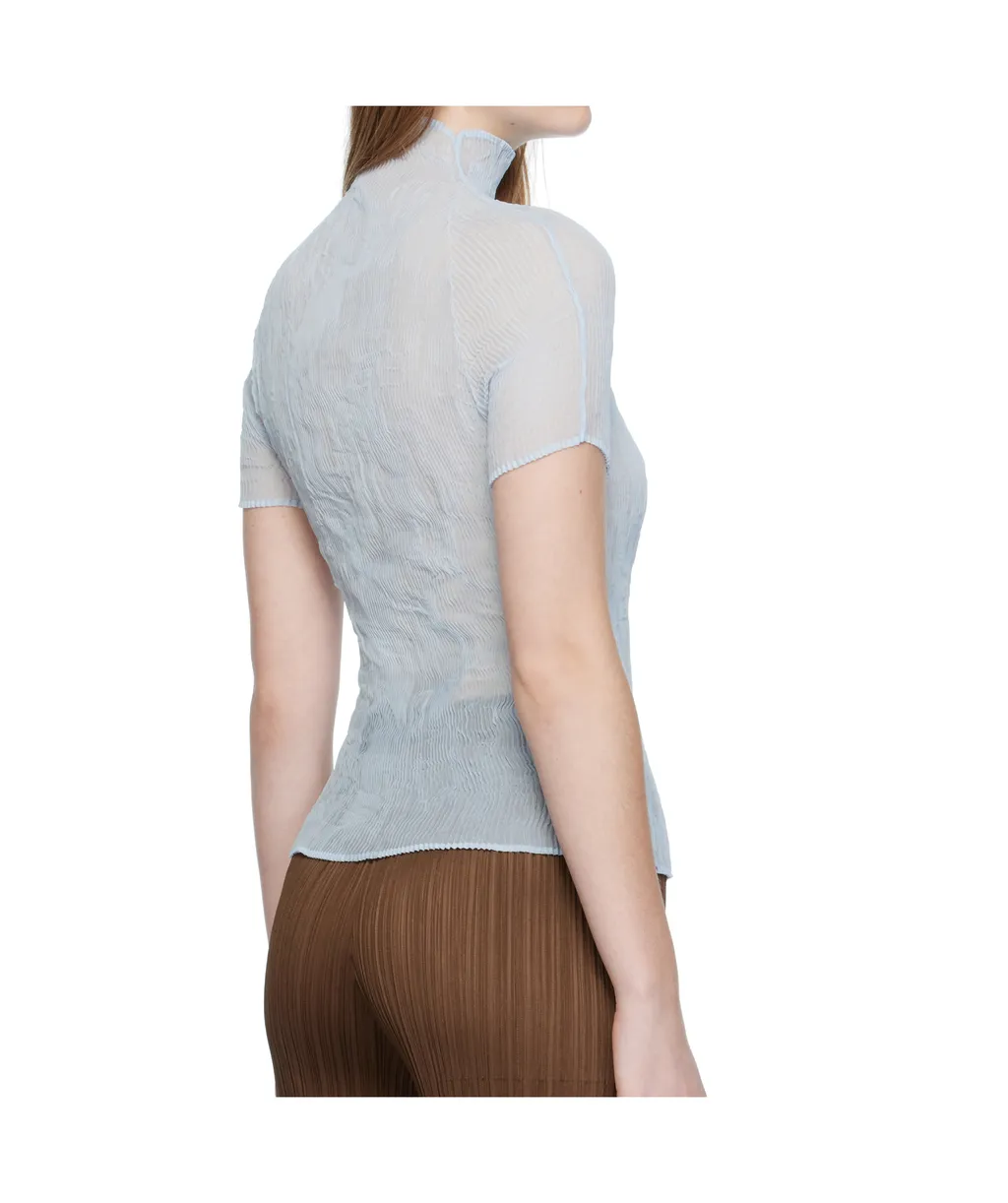 Pleated High-Neck Blouse