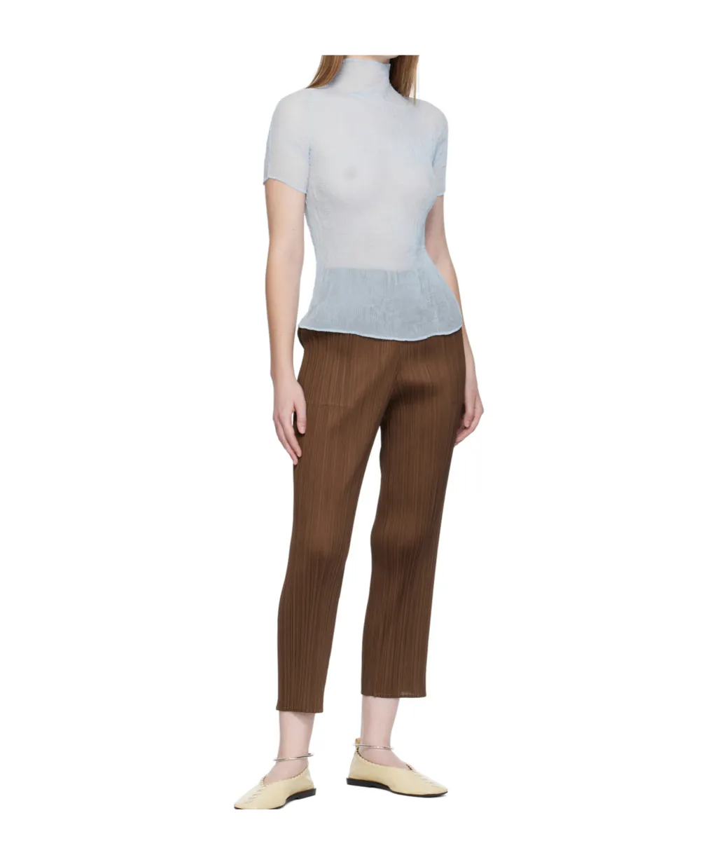 Pleated High-Neck Blouse
