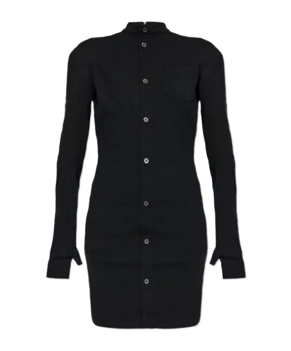 Button-Front Pocket Mini Dress