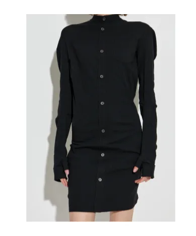 Button-Front Pocket Mini Dress