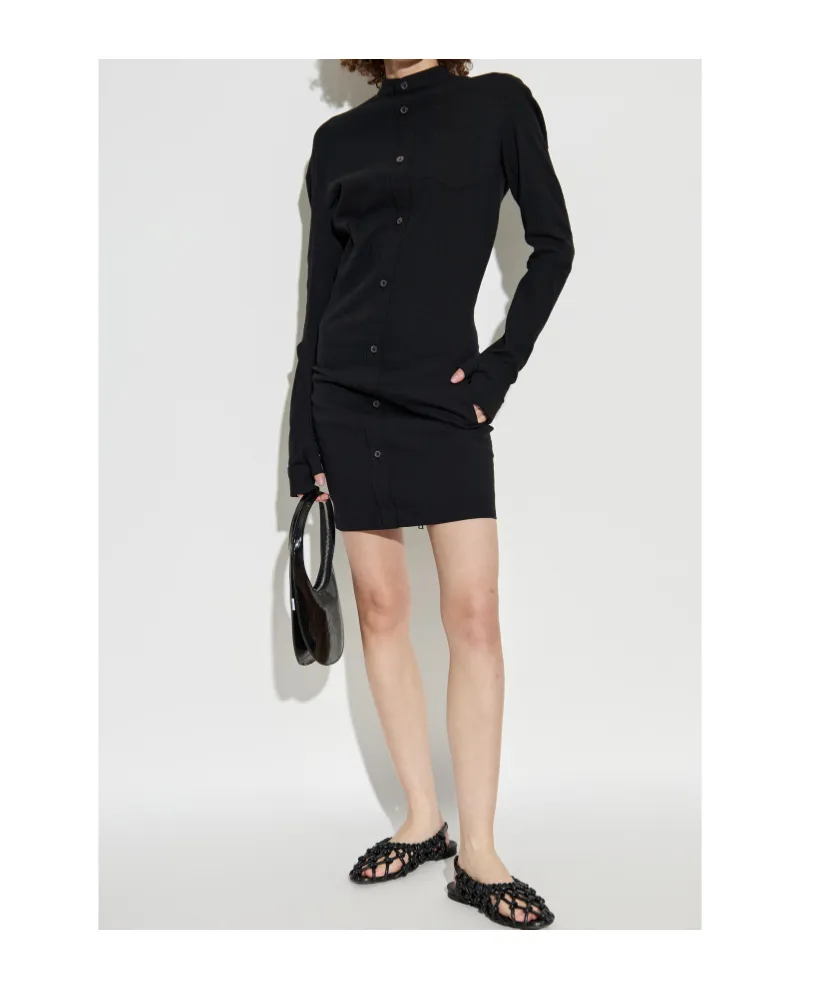Button-Front Pocket Mini Dress