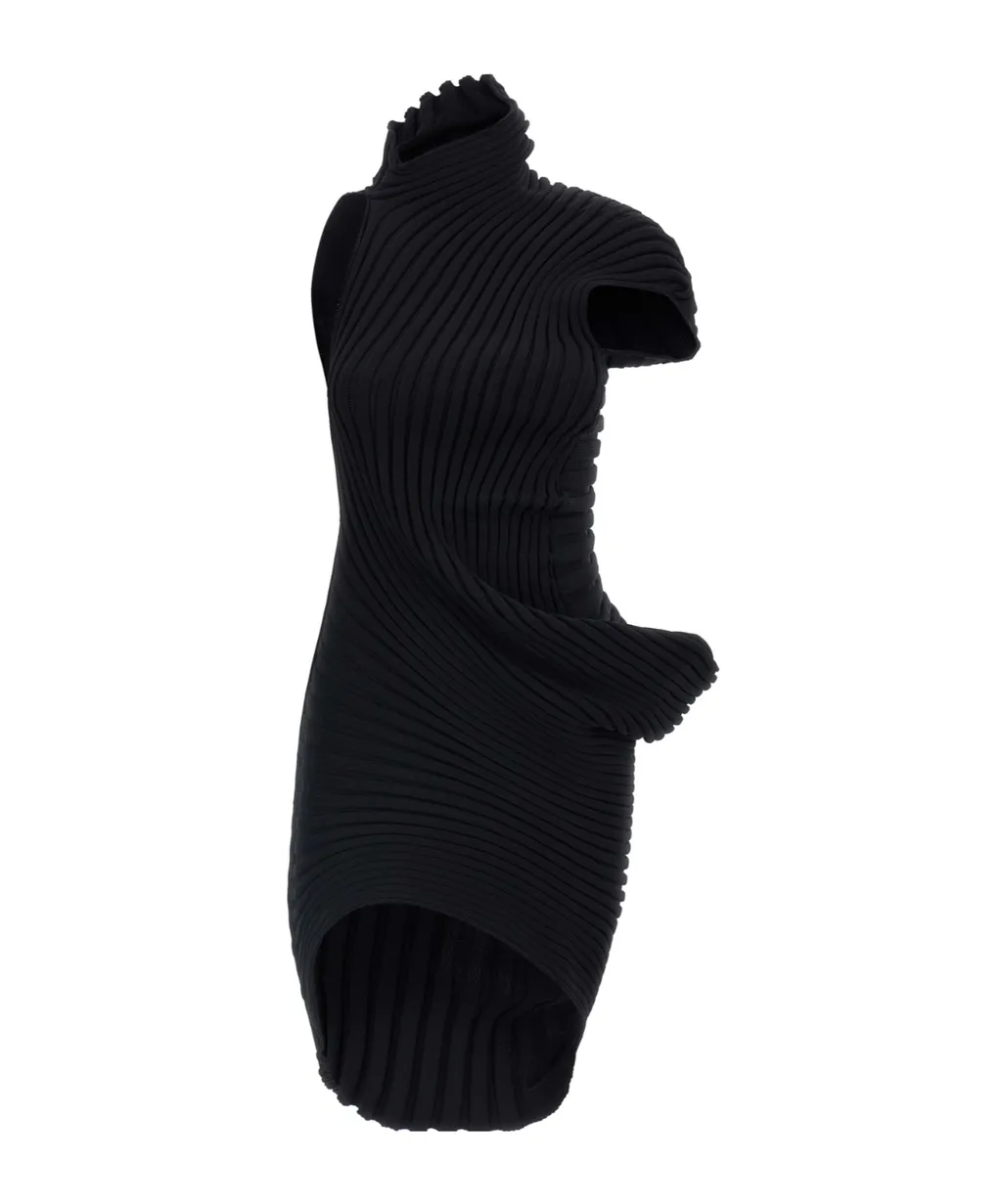 Ribbed High-Neck Dress