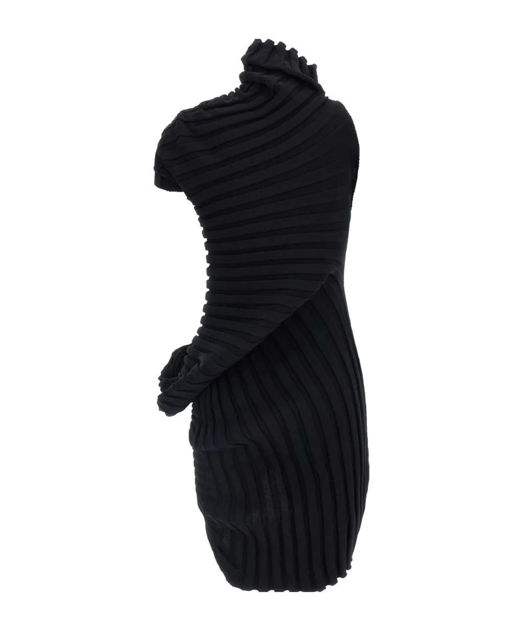 Ribbed High-Neck Dress
