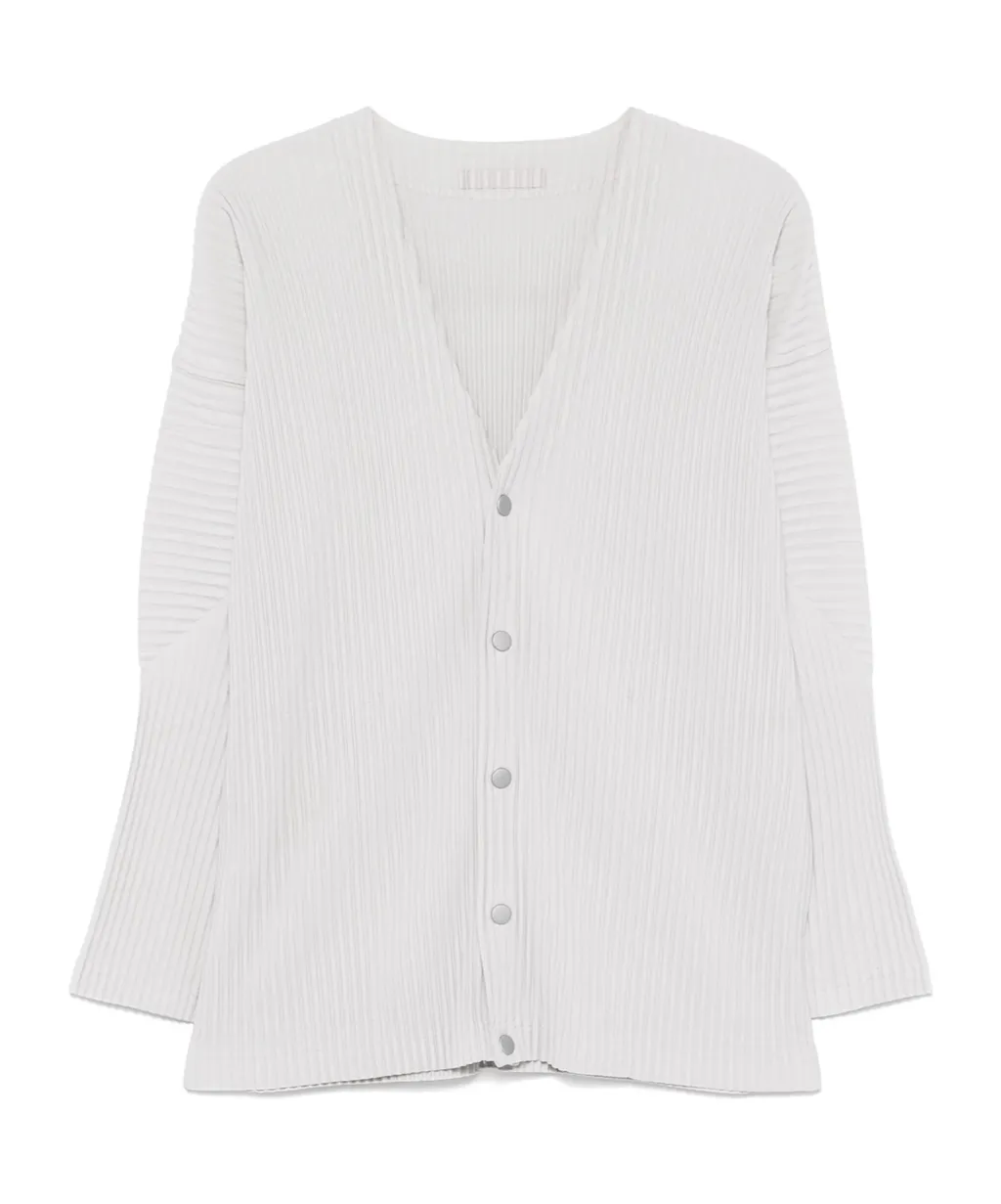 Pleated Buttoned Cardigan
