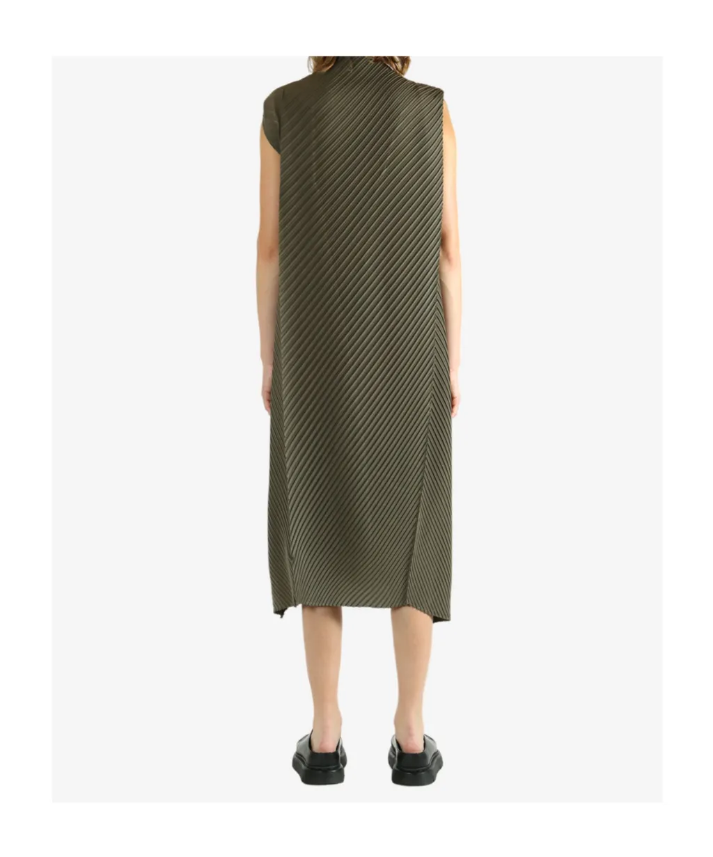 Fold Pleats Sleeveless Midi Dress