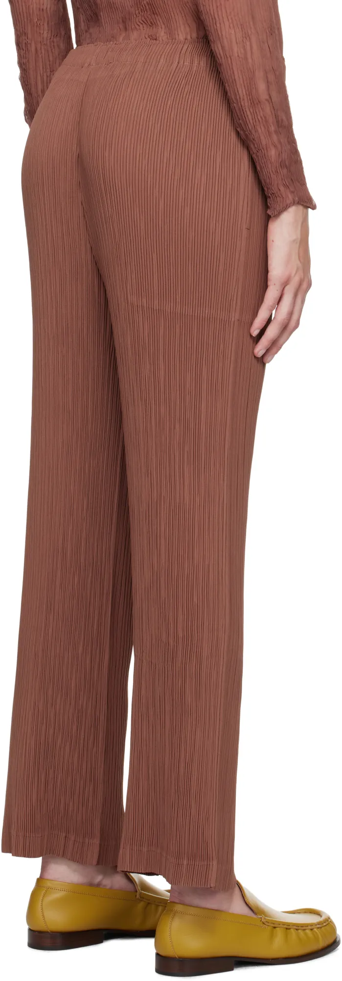 Hatching Pleated Straight Trousers