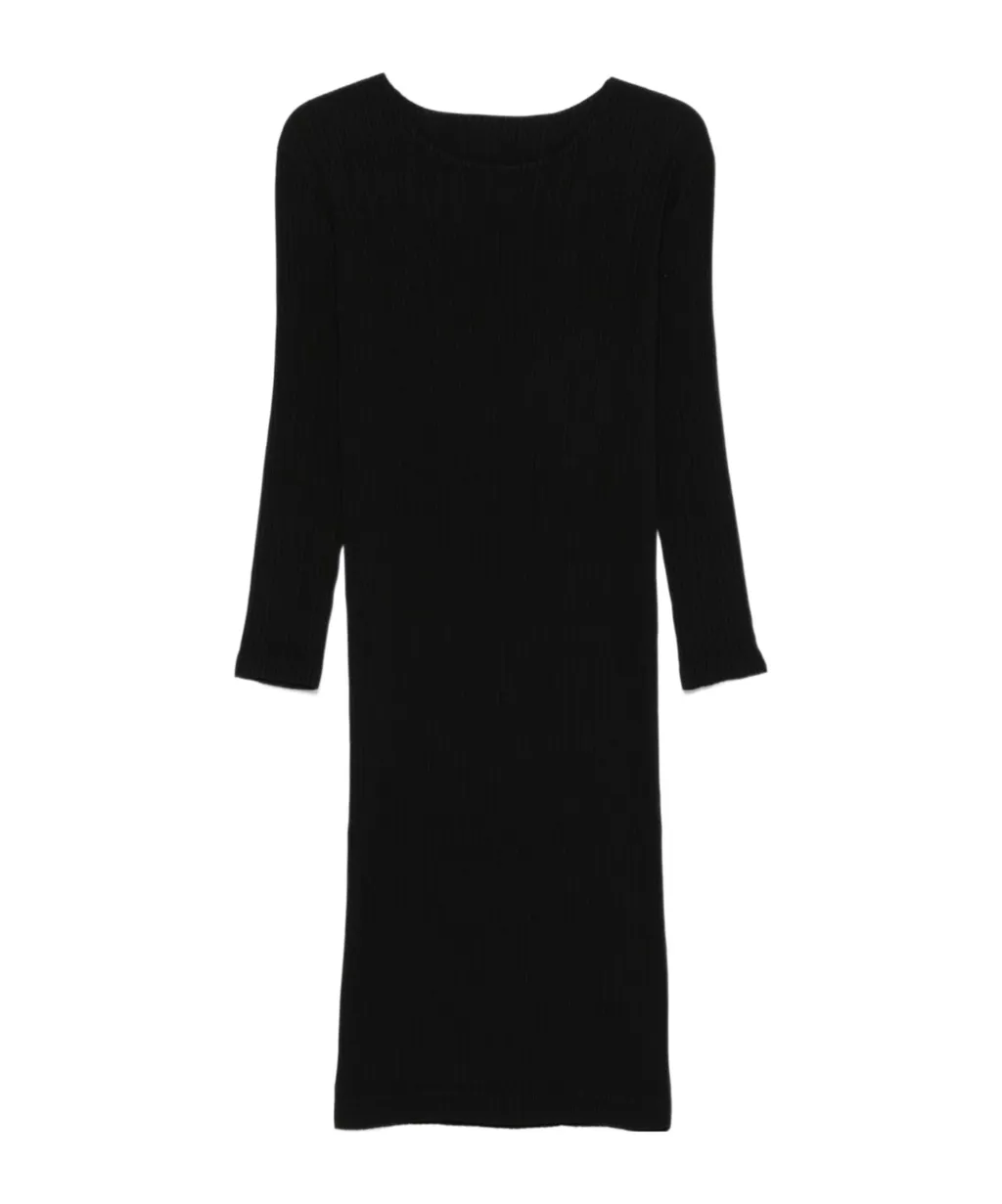 Hatching Pleats Midi Dress