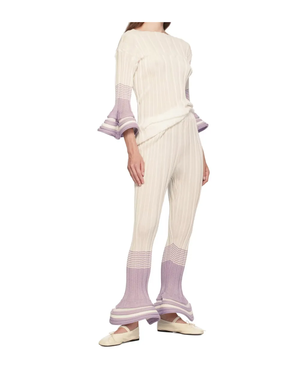 Asagao Jacquard Striped Casual Pants