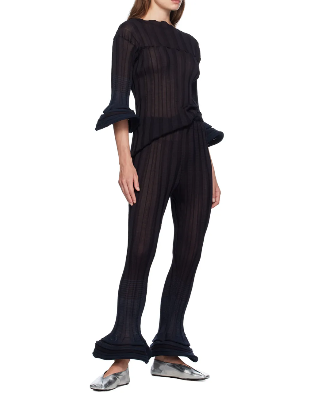 Asagao Jacquard Striped Casual Pants