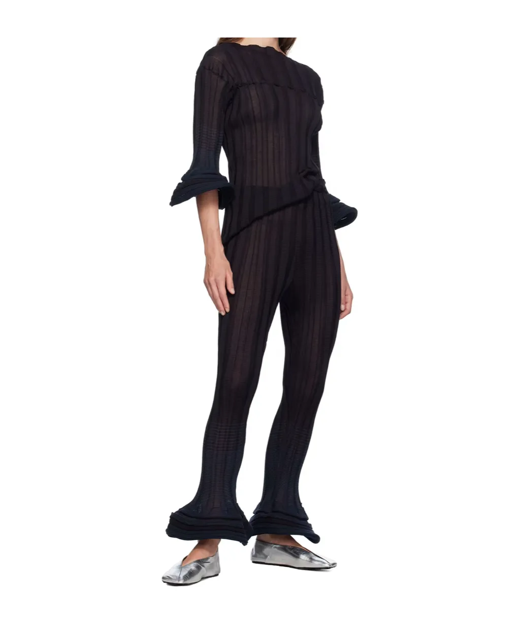 Asagao Jacquard Striped Casual Pants